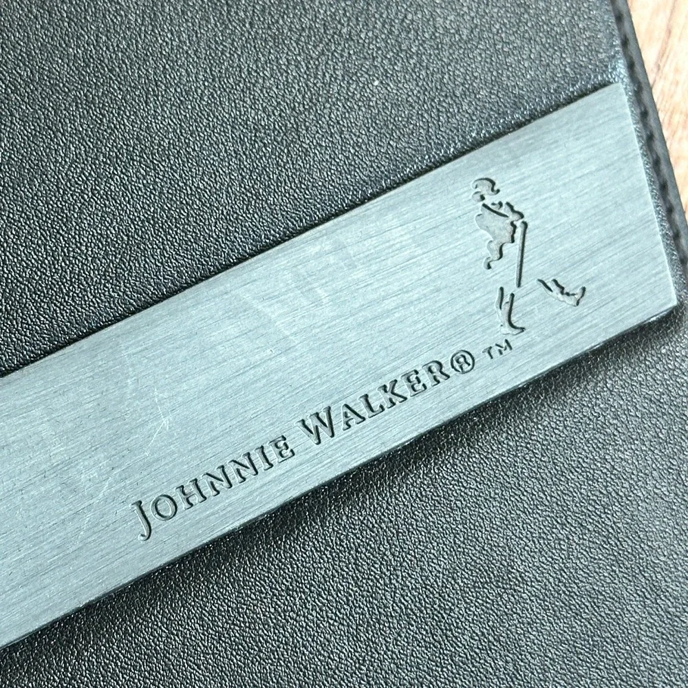 Johnnie Walker Black Faux Leather Coaster Set 4 Piece & Holder Barware Man Cave